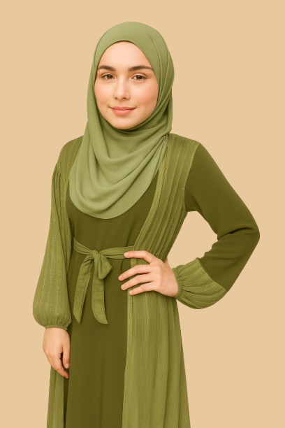Green Glitz Abaya