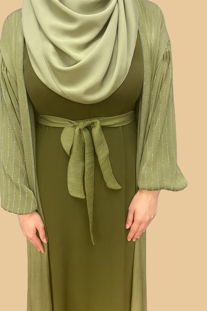 Green Glitz Abaya